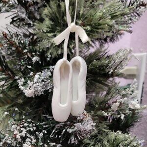 Vintage White ballerina Slippers Christmas tree ornament